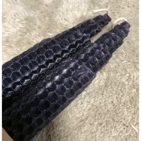 Hand-Rolled 100% Beeswax Candles Set 8" Natural & Eco-Friendly Dark Blue - Picture 5 of 6